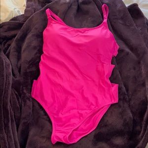 Neon pink bathing suit